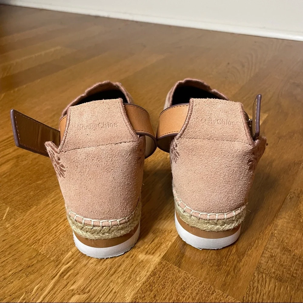 See by Chloe Pink Glyn Floral Laser Cut Espadrille Flat
